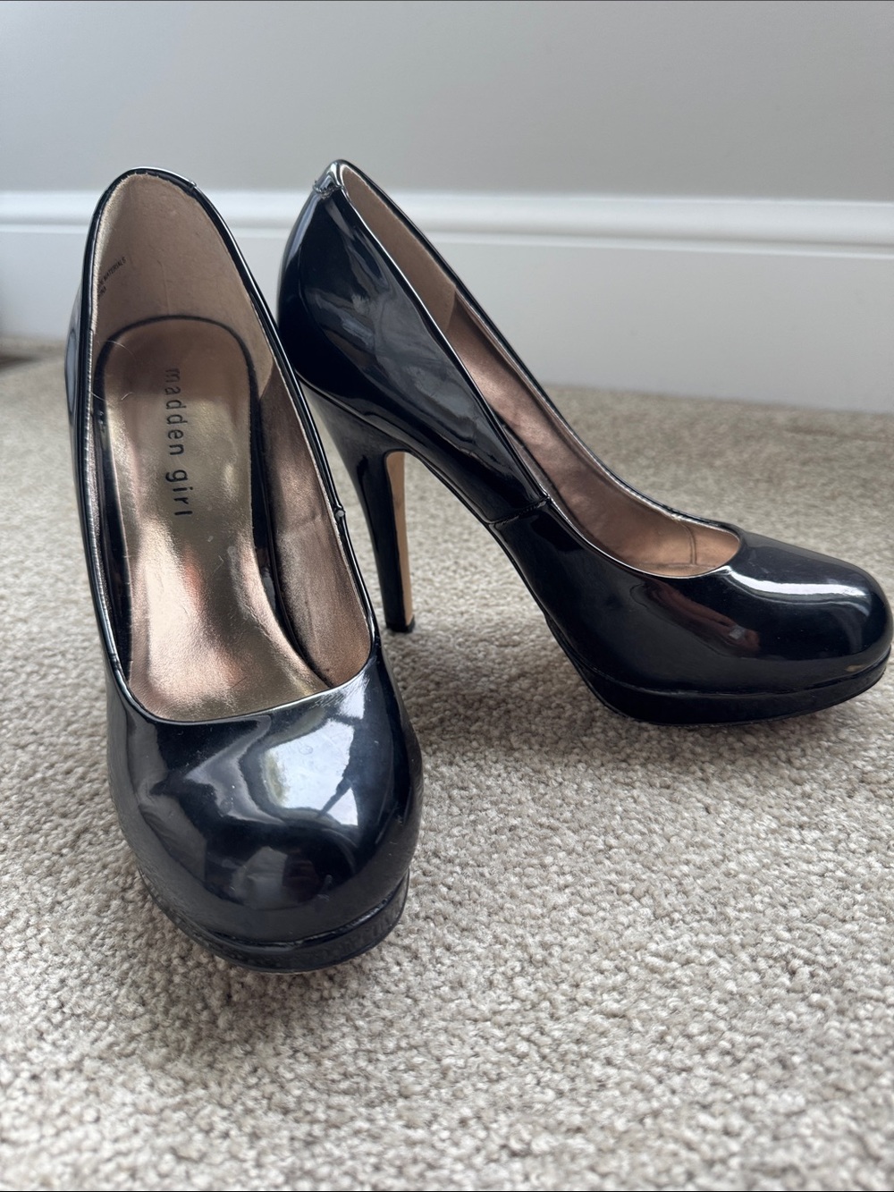 Madden Girl Black Patent High Heel Platform Pumps